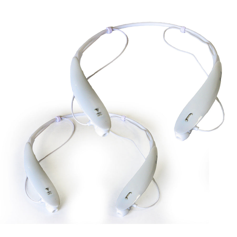 2pc Set Sports Bluetooth Headphones In White