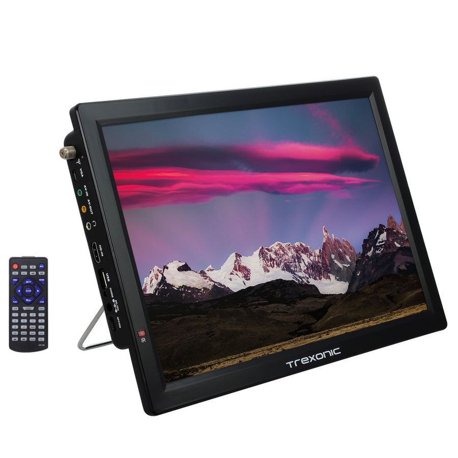 Trexonic Portable Rechargeable 14 Inch Led Tv With Hdmi, Sd/mmc, Usb, Vga, Av In/out And Built-in Digital Tuner