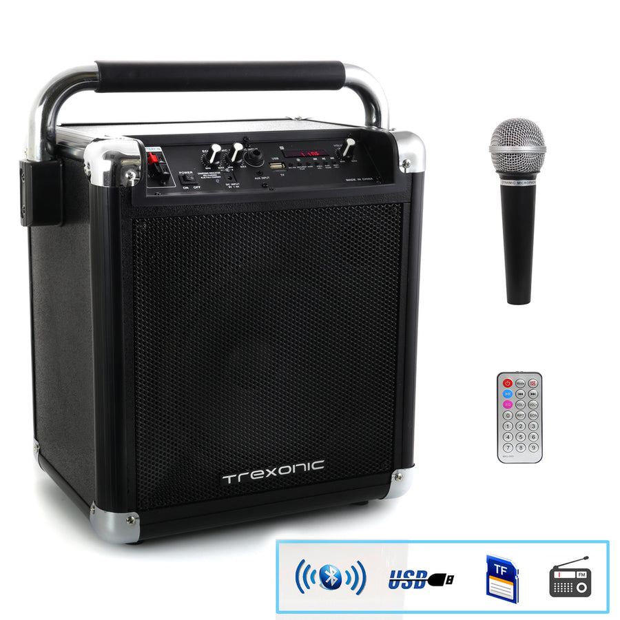 Trexonic Wireless Portable Party Speaker With Usb Recording, Fm Radio & Microphone, Black