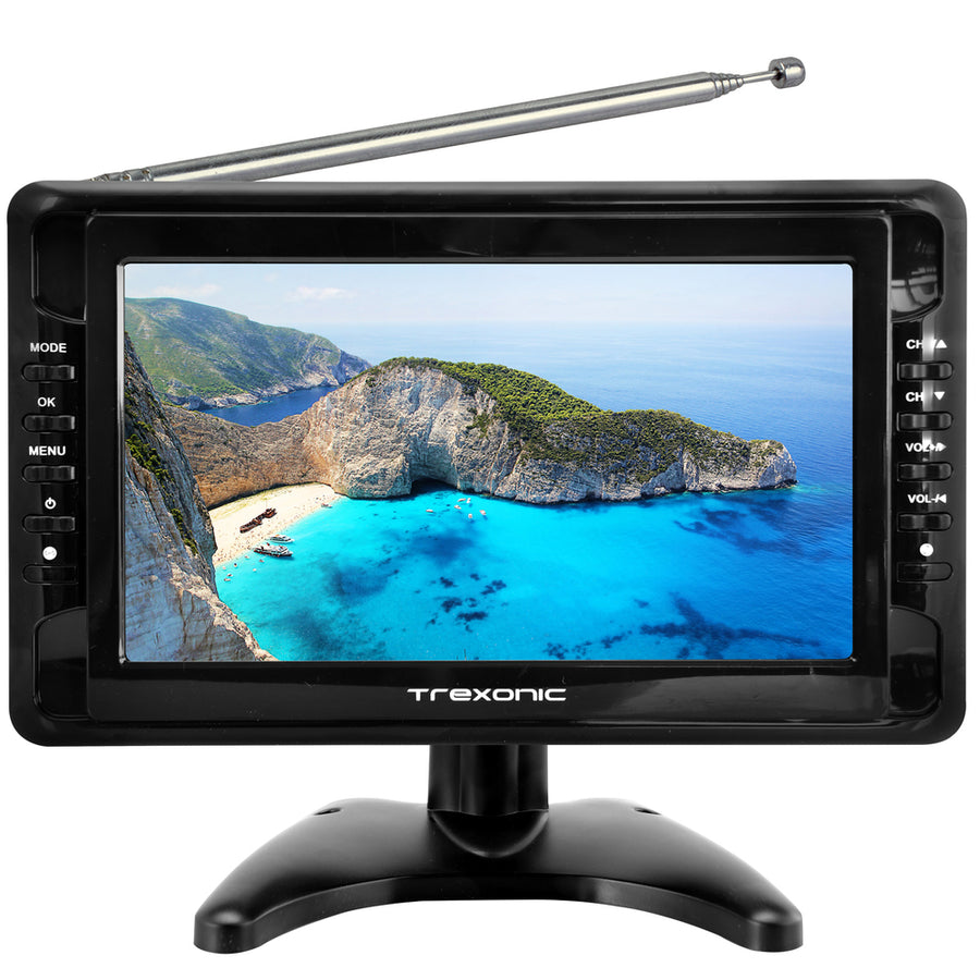 Trexonic Ultra Lightweight Rechargeable Widescreen 10 Portable Lcd Tv With Sd, Usb, Headphone Jack, Av Inputs And Detachable Antenna