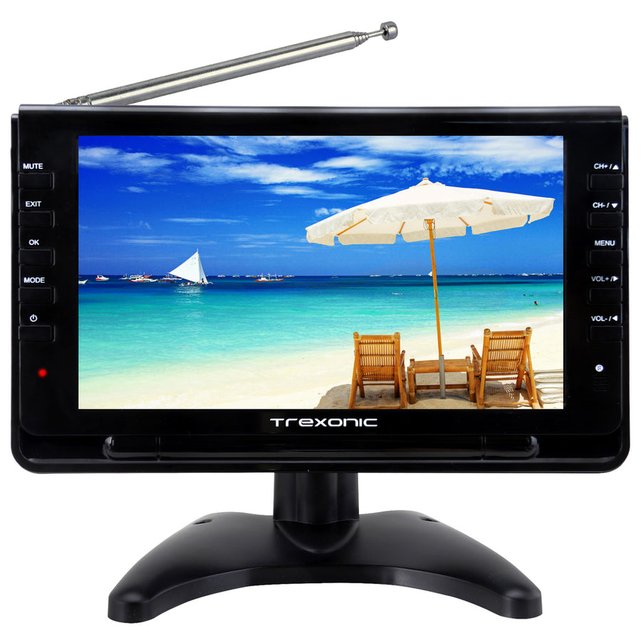 Trexonic Ultra Lightweight Rechargeable Widescreen 9 Portable Lcd Tv With Sd, Usb, Headphone Jack, Dual Av Inputs And Detachable Antenna