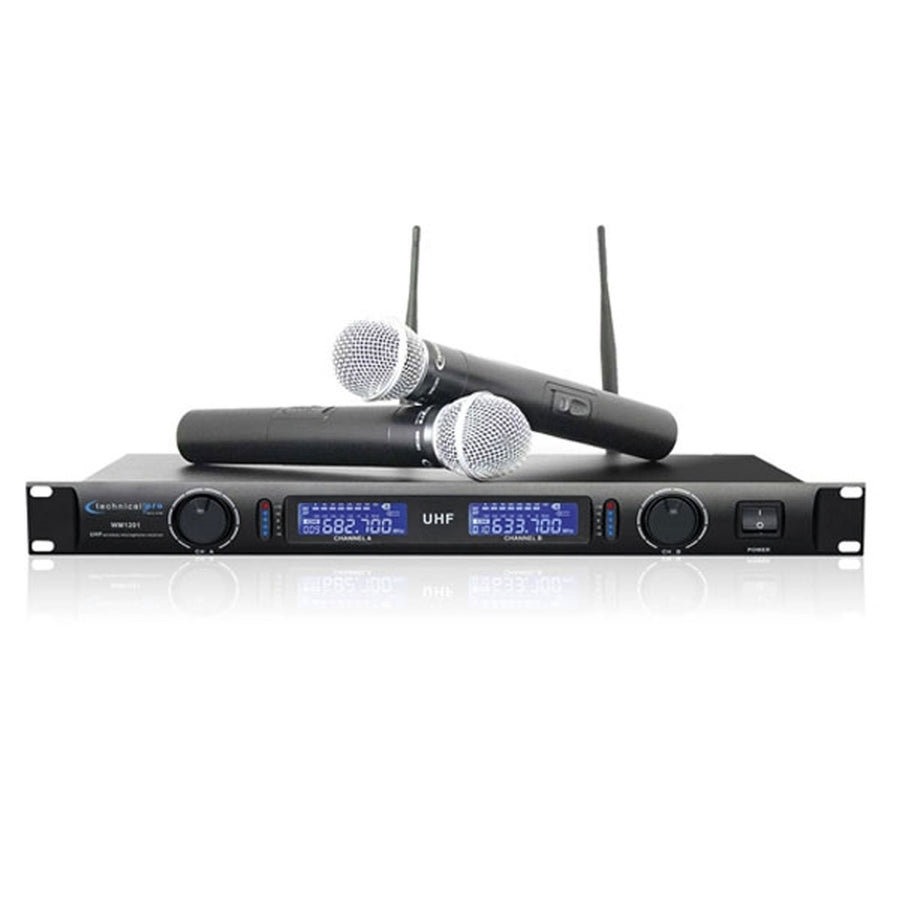 Technical Pro Professional Uhf Dual Wireless Microphone System- Black