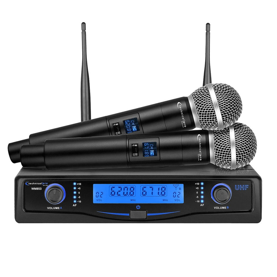 Technical Pro Professional Uhf Dual Wireless Microphone System With Carrying Case