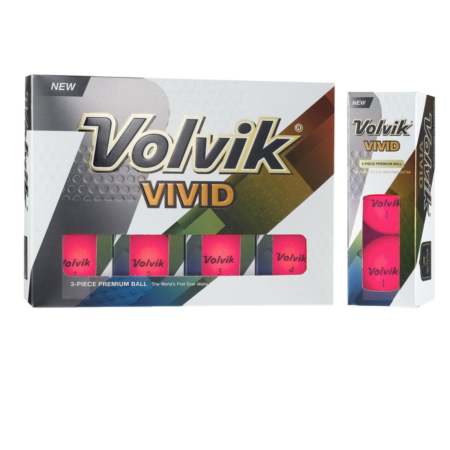 Volvik Vivid 3 Pc Golf Balls - Matte Pink