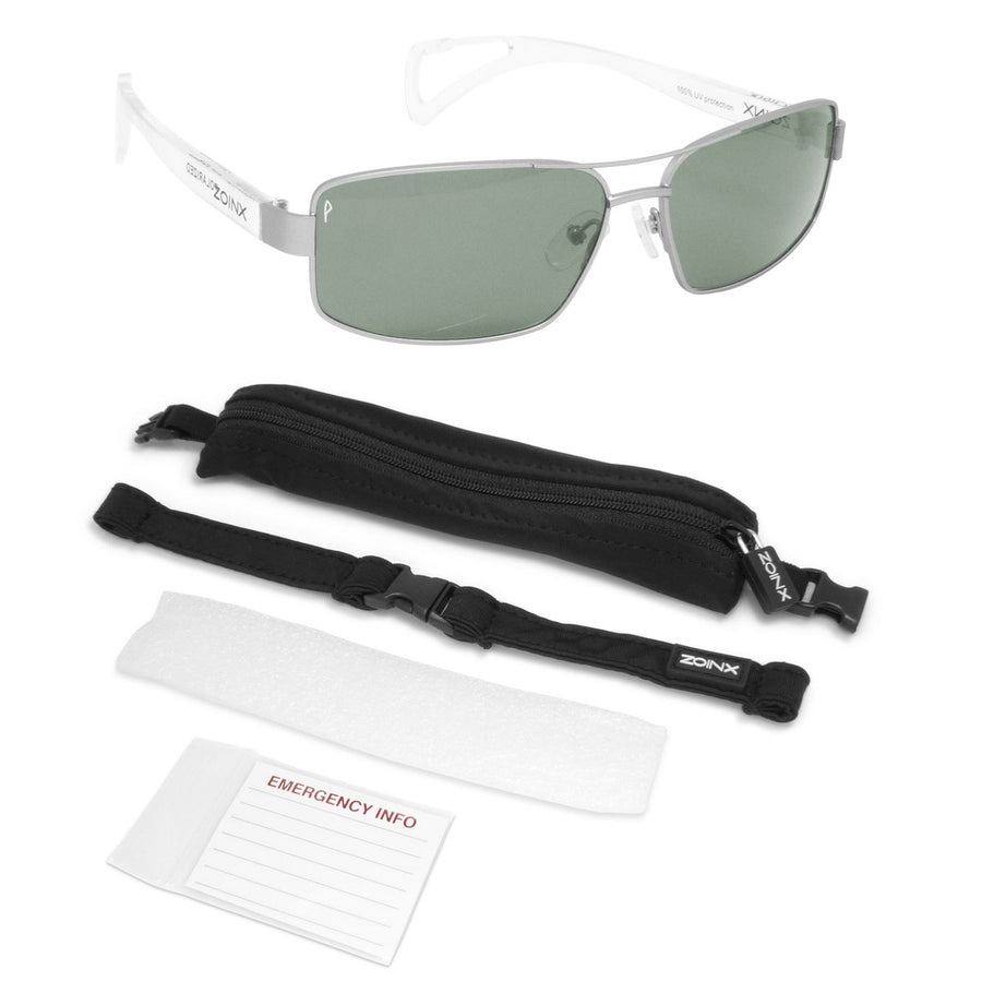 Zoinx Men Wrap Polarize Sunglasses Silver Aviator-green Lens