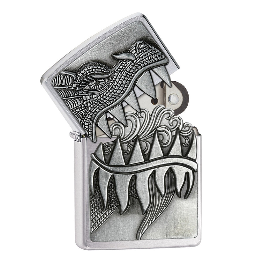 Zippo Brushed Chrome Fire Breathing Dragon Lighter