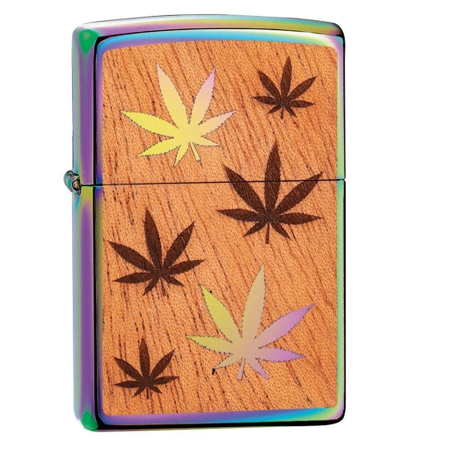 Zippo Multi Color Finish Woodchuck Mahogany Leaves Lighter