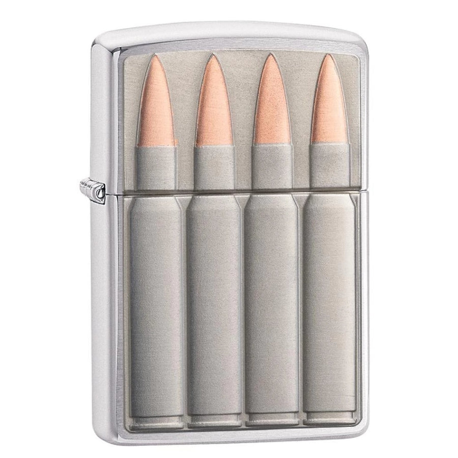 Zippo Brushed Chrome Bullets Emblem Lighter