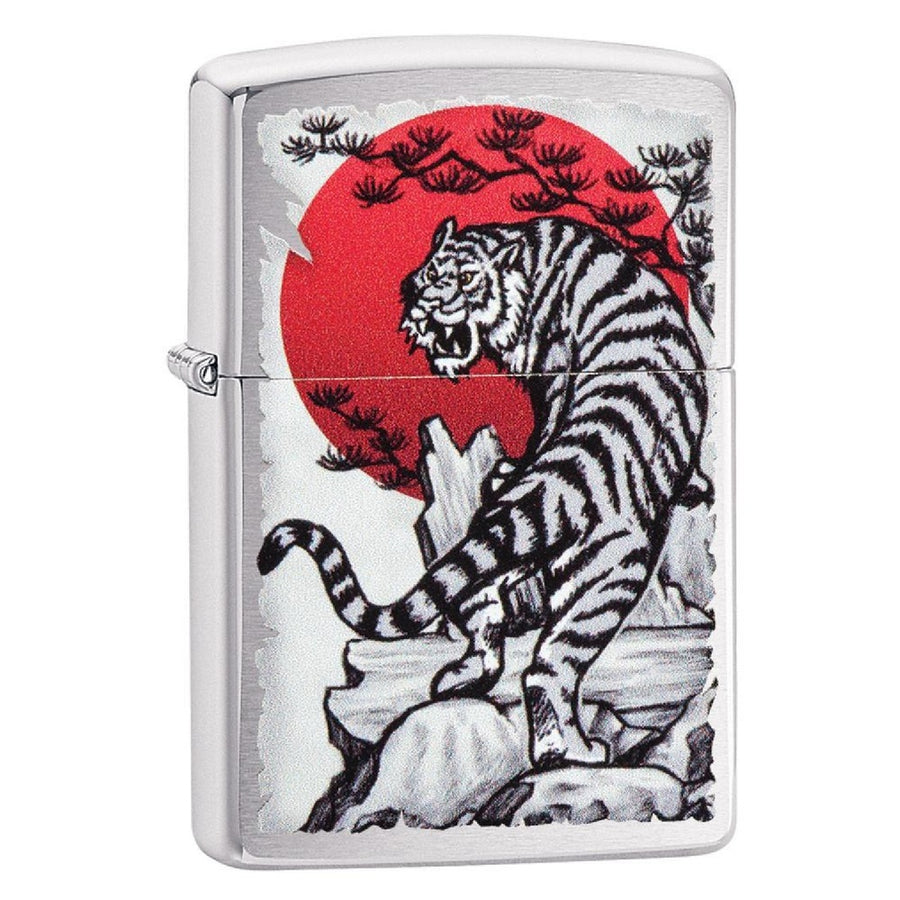 Zippo Brushed Chrome Asian Tiger Design Lighter