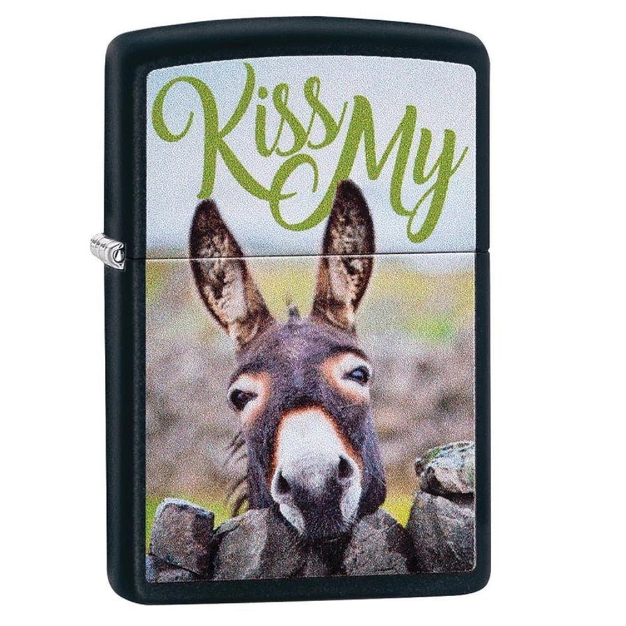 Zippo Matte Black Kiss My Donkey Lighter