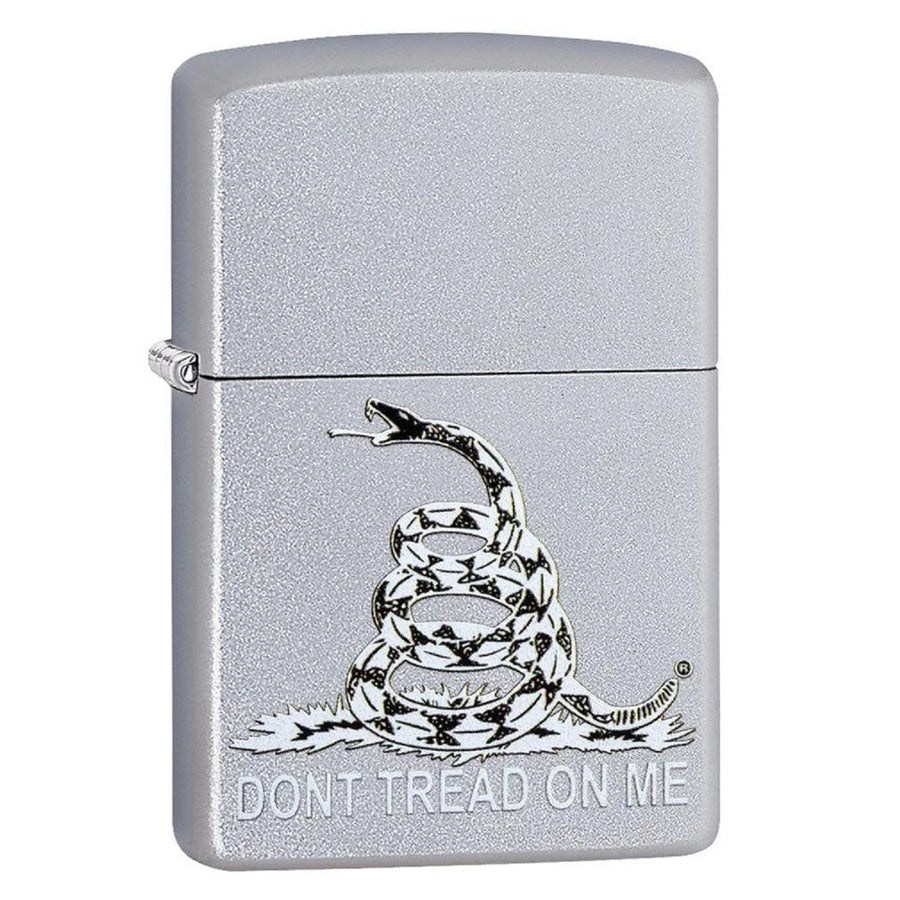 Zippo Satin Chrome Dont Tread On Me Design Lighter