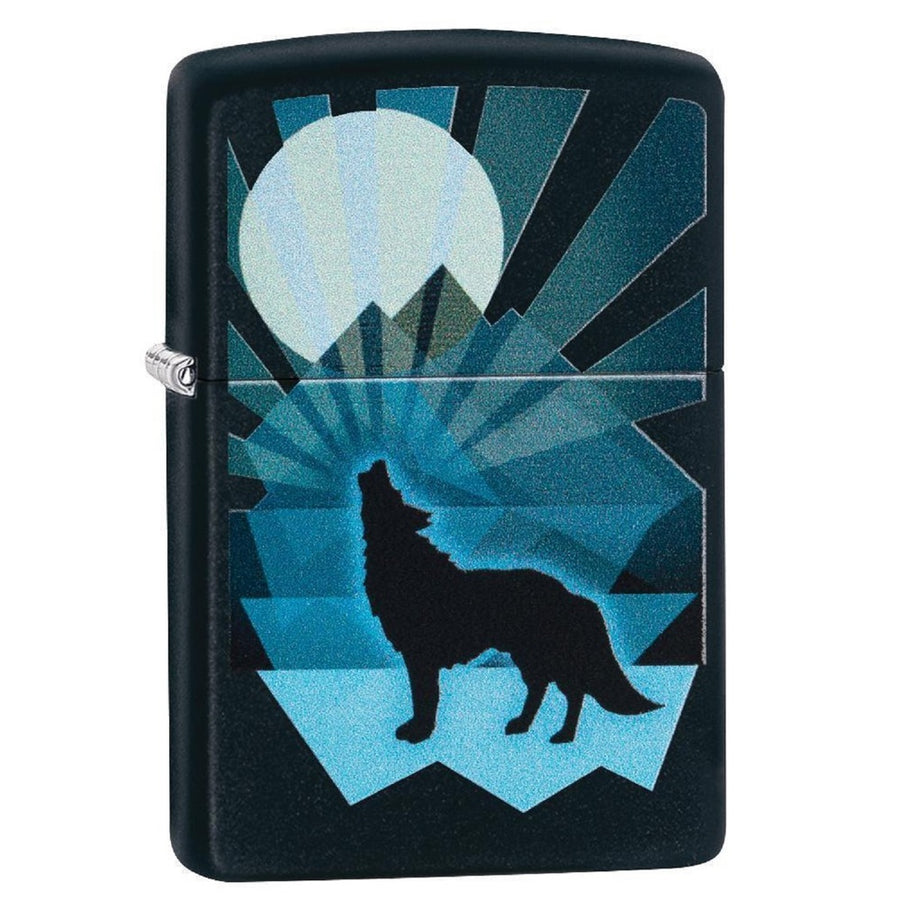 Zippo Matte Black Wolf And Moon Lighter