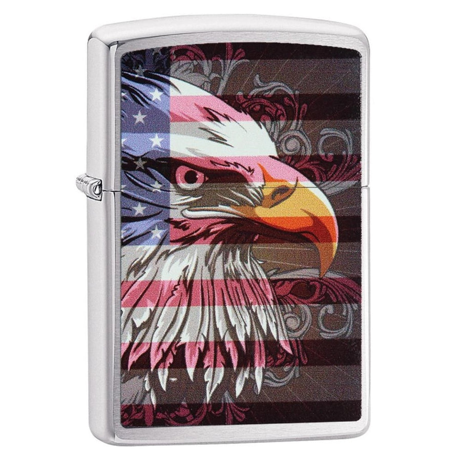 Zippo Brushed Chrome Eagle Flag Lighter