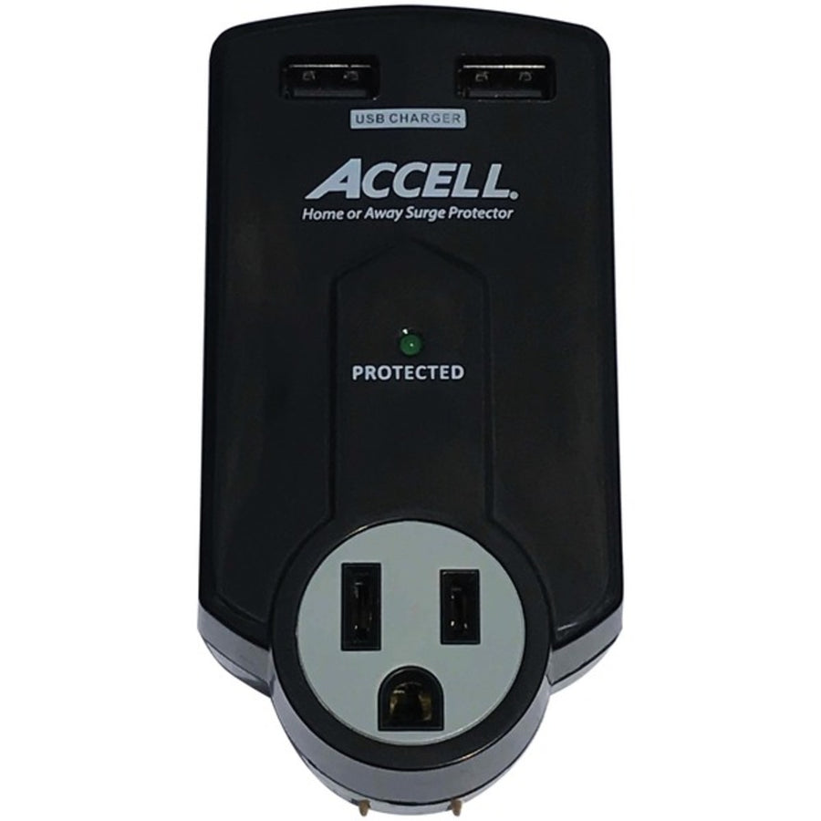 Accell D080b-011k Home Or Away Power Station 3-outlet Travel Surge Protector (black)