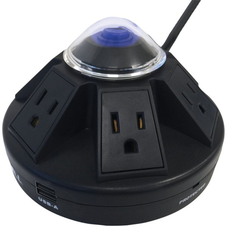 Accell D080b-015k Powramid 6-outlet Power Center With Surge Protection And Usb Charging Station (black)