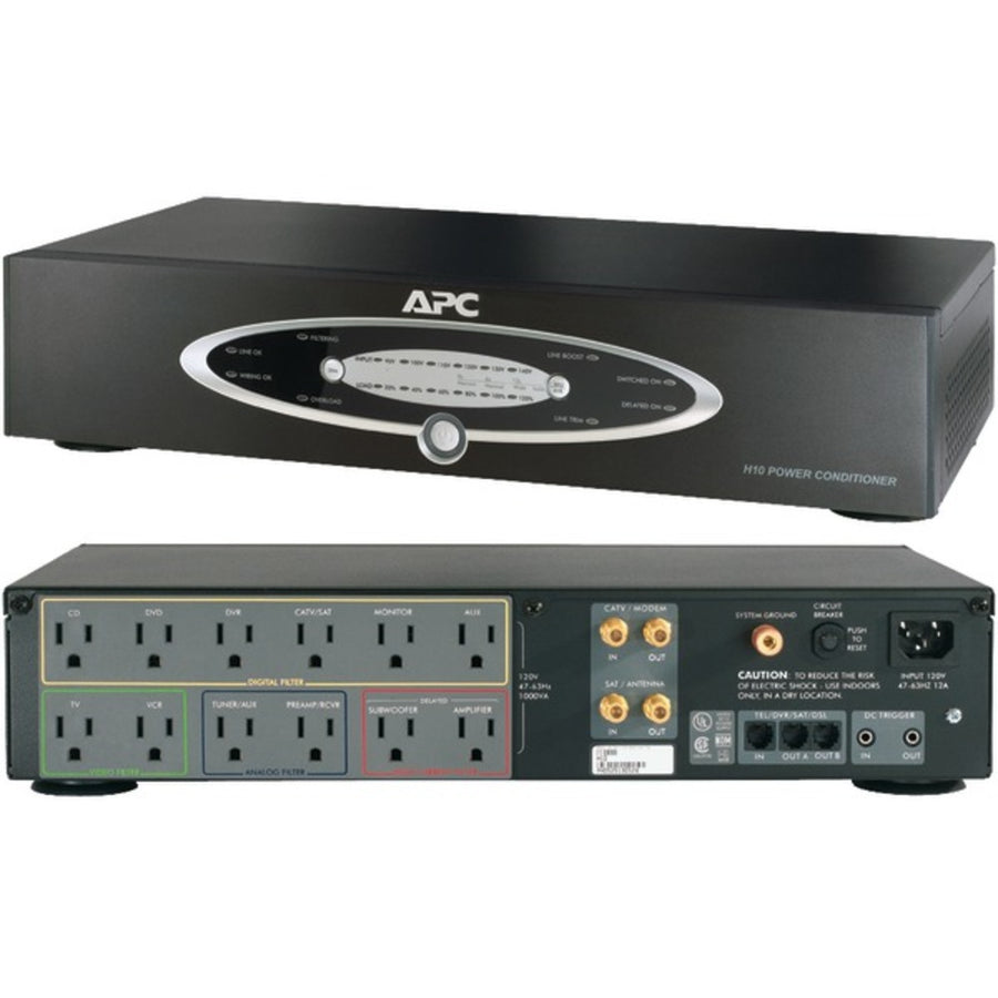 Apc H10blk 12-outlet H-type Rack-mountable Power Conditioner With Coaxial Protection