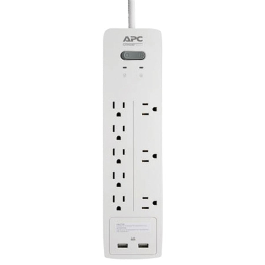 Apc Ph8u2w Home Office Surgearrest 8-outlet Power Strip With 2 Usb Charging Ports