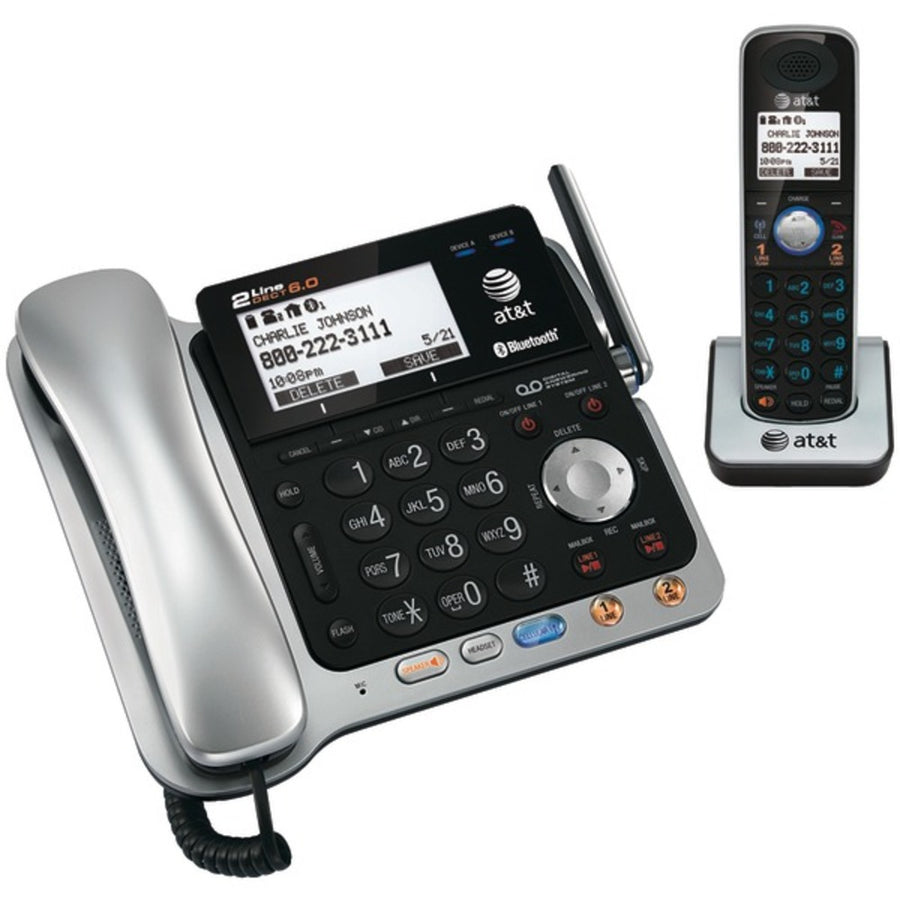 At&t Tl86109 Dect 6.0 2-line Connect To Cell Corded/cordless Bluetooth Phone System With Digital Answering System & Caller Id (corded Base System & Single Handset)