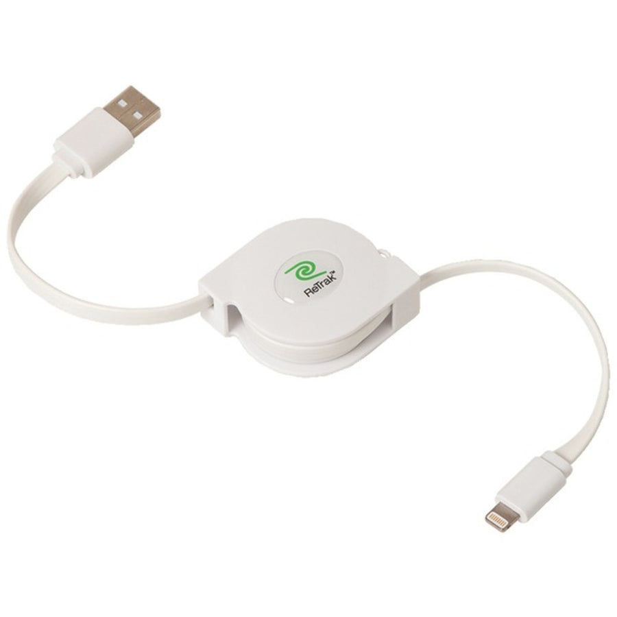 Retrak Etesltw Retractable Charge And Sync Usb Cable With Lightning Connector, 3 Feet (white)