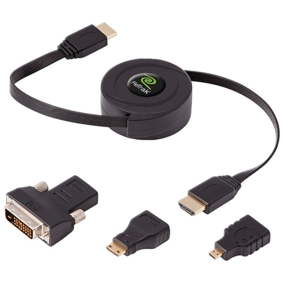 Retrak Etcablehdm Retractable Standard Hdmi Cable With Mini, Micro And Dvi Adapters, 5 Feet