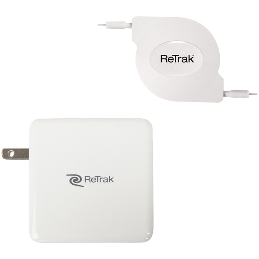 Retrak Etchgnbc87 87-watt Usb-c Notebook Charger With Retractable Cable