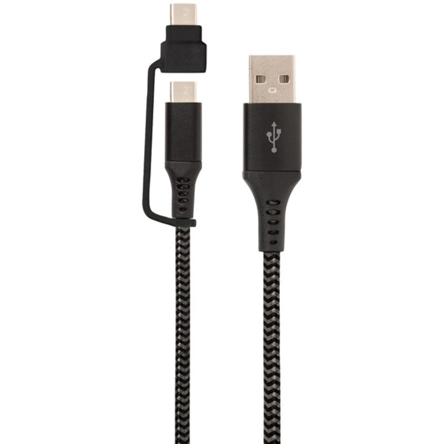 Helix Ethacm10blk Usb-a To Usb-c Cable With Micro Usb Adapter, 10 Feet (black)