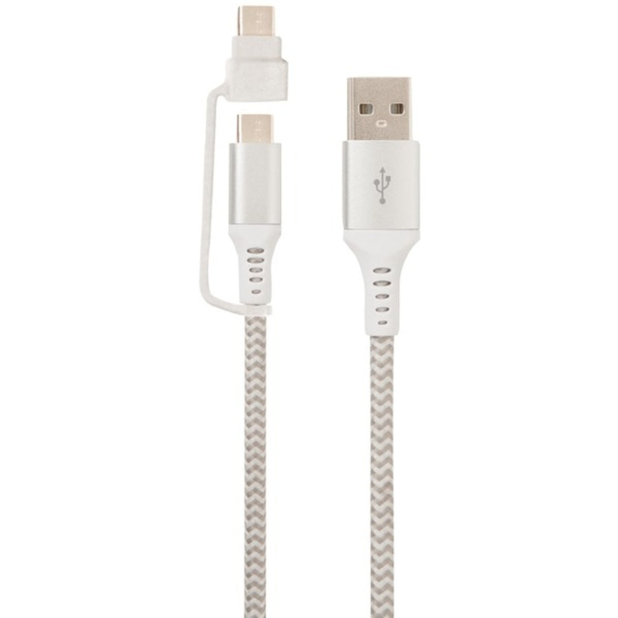 Helix Ethacm10wt Usb-a To Usb-c Cable With Micro Usb Adapter, 10 Feet (white)