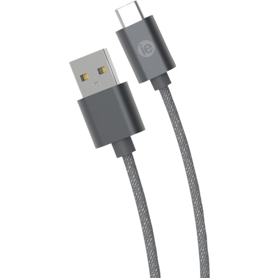 Iessentials Ien-bc10c-gry Charge & Sync Braided Usb-c To Usb-a Cable, 10ft (gray)