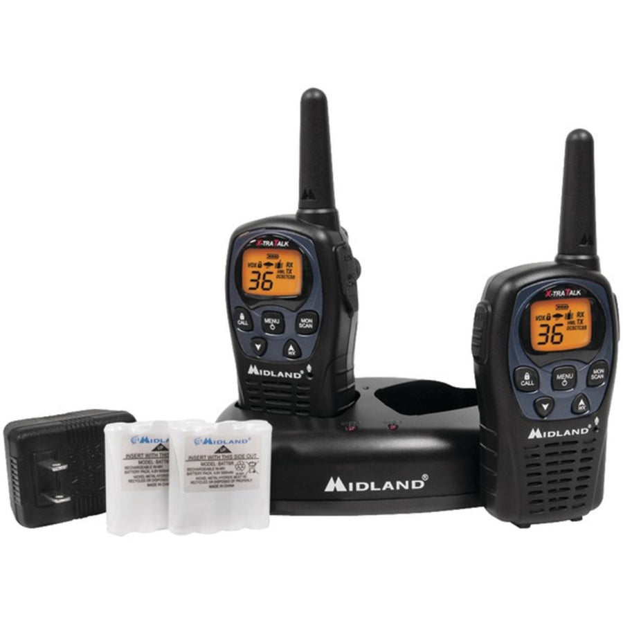 Midland Lxt560vp3 26-mile Gmrs Radio Pair Pack With Noaa Weather Alerts, Drop-in Charger And Rechargeable Batteries