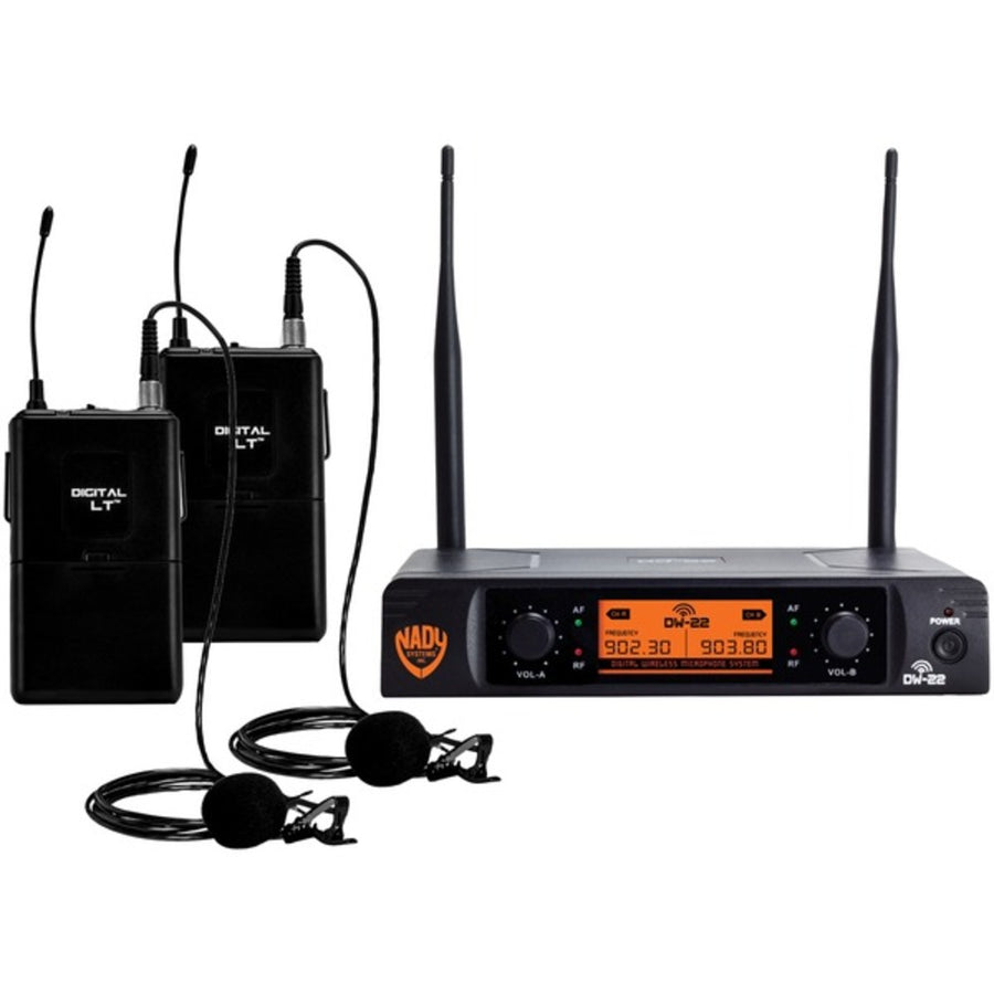 Nady Dw-22-lt-any Dual-transmitter Digital Wireless Microphone System (2 Digital Lt Lm-14/o Lapel Microphones)