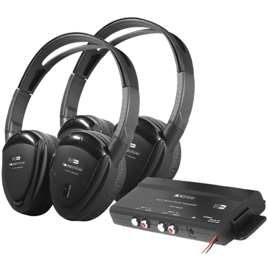 Power Acoustik Hp-902rft 2 Sets Of 2-channel Rf 900mhz Wireless Headphones With Transmitter For Power Acoustik Mobile A/v Systems