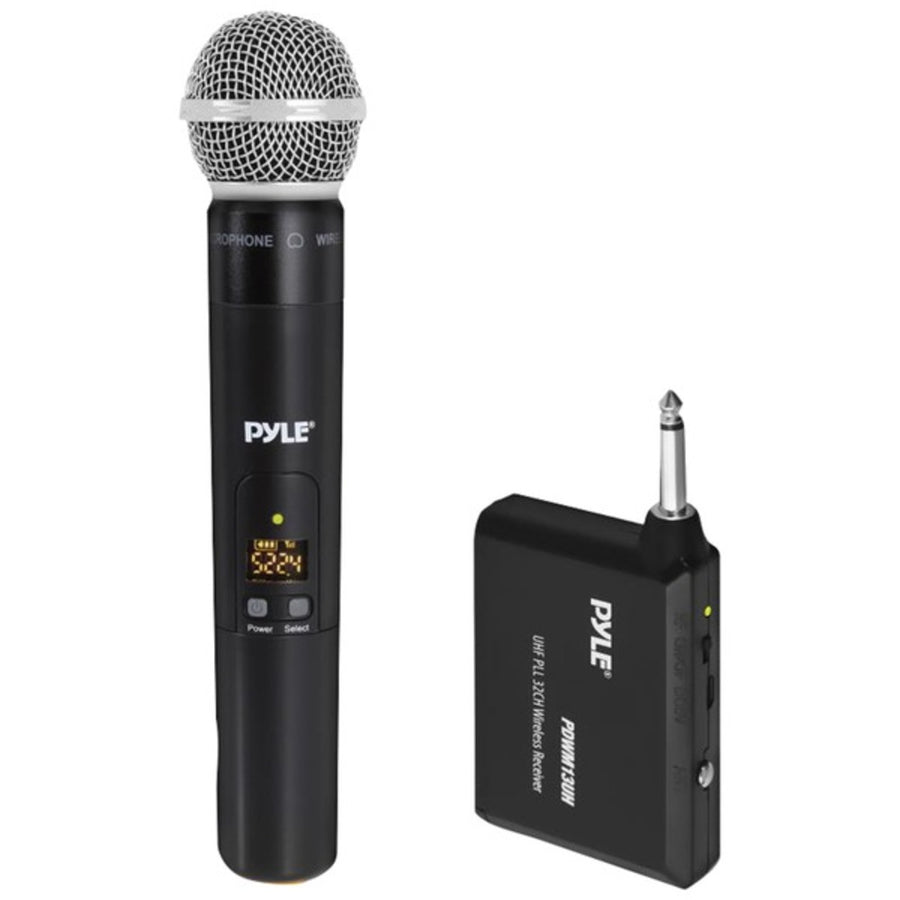 Pyle Pdwm13uh Uhf Wireless Microphone System With Handheld Microphone, Wireless Transmitter And Universal Plug-and-play Audio