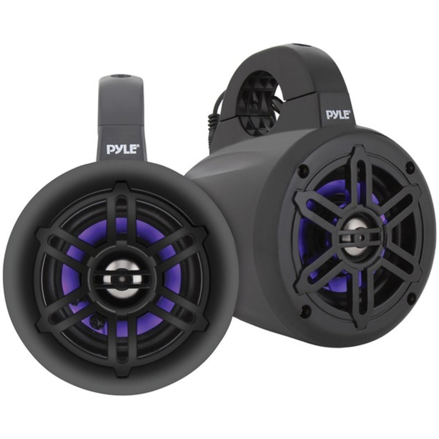 Pyle Plmrlewb47bb 4-inch 300-watt Waterproof Marine Wakeboard Tower Speakers With Leds (black)