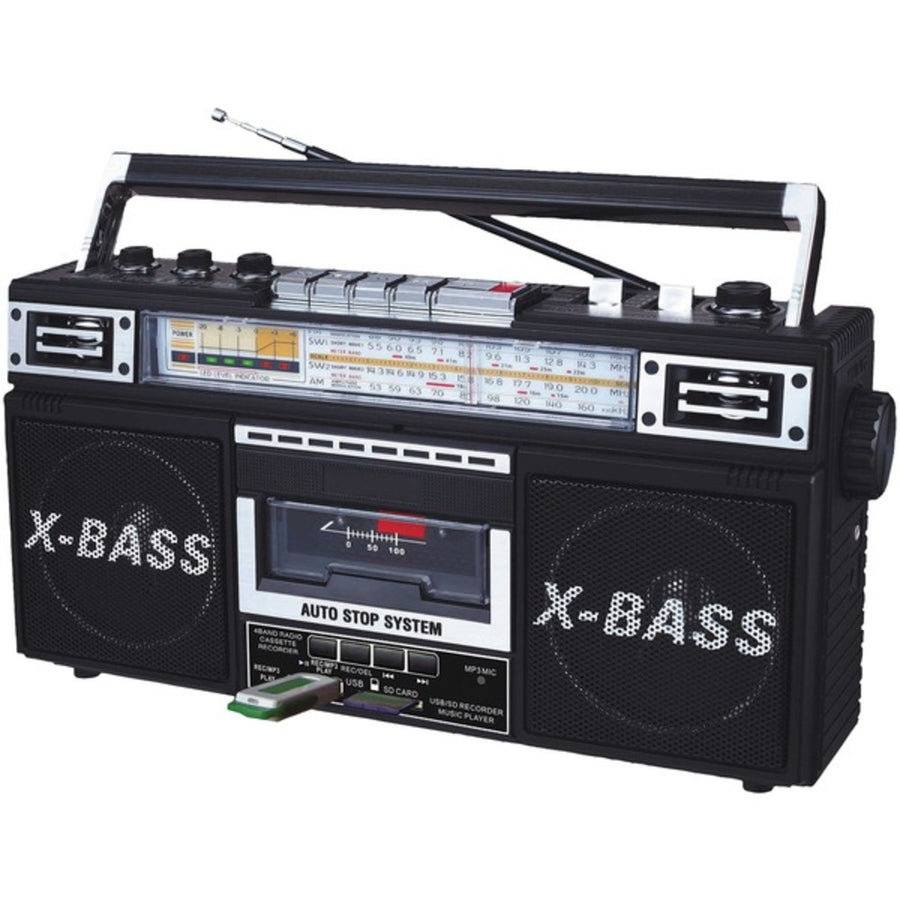 Qfx J-22u Retro X Am/fm/sw1 And Sw2 Radio With Cassette Player And Mp3 Conversion