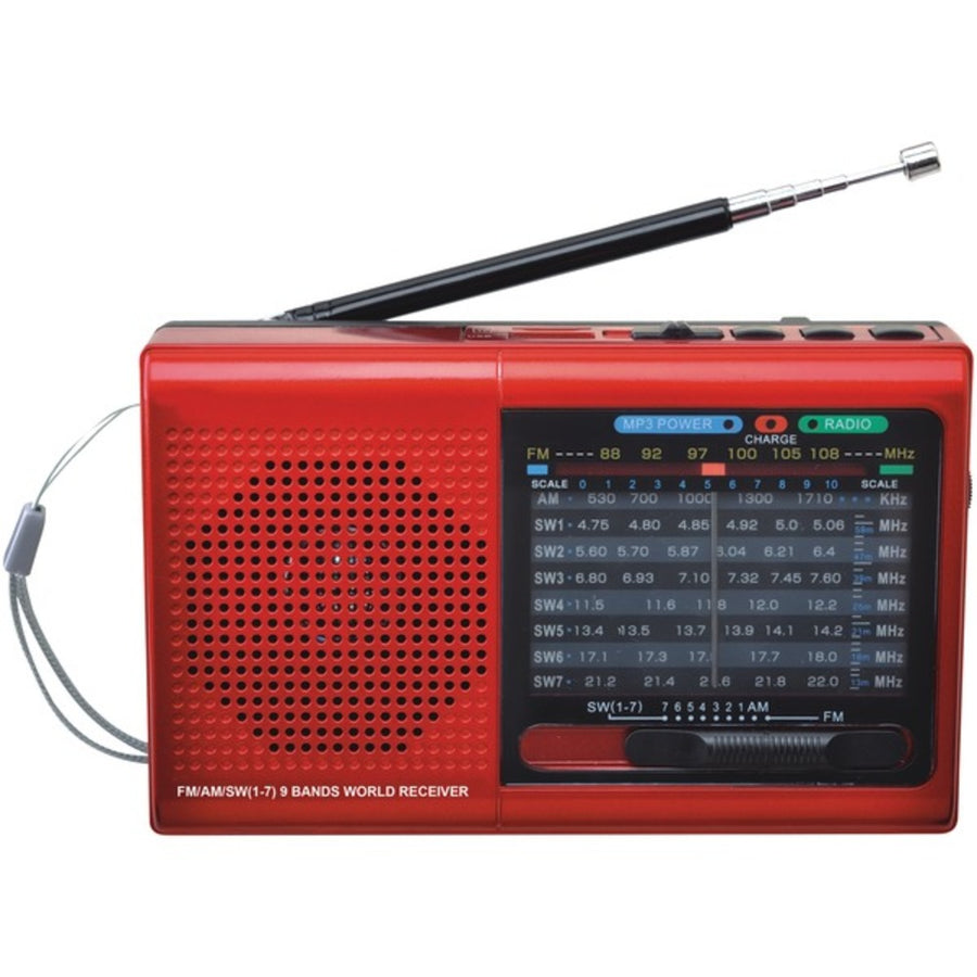 Supersonic Sc-1080bt- Red 9-band Bluetooth Radio