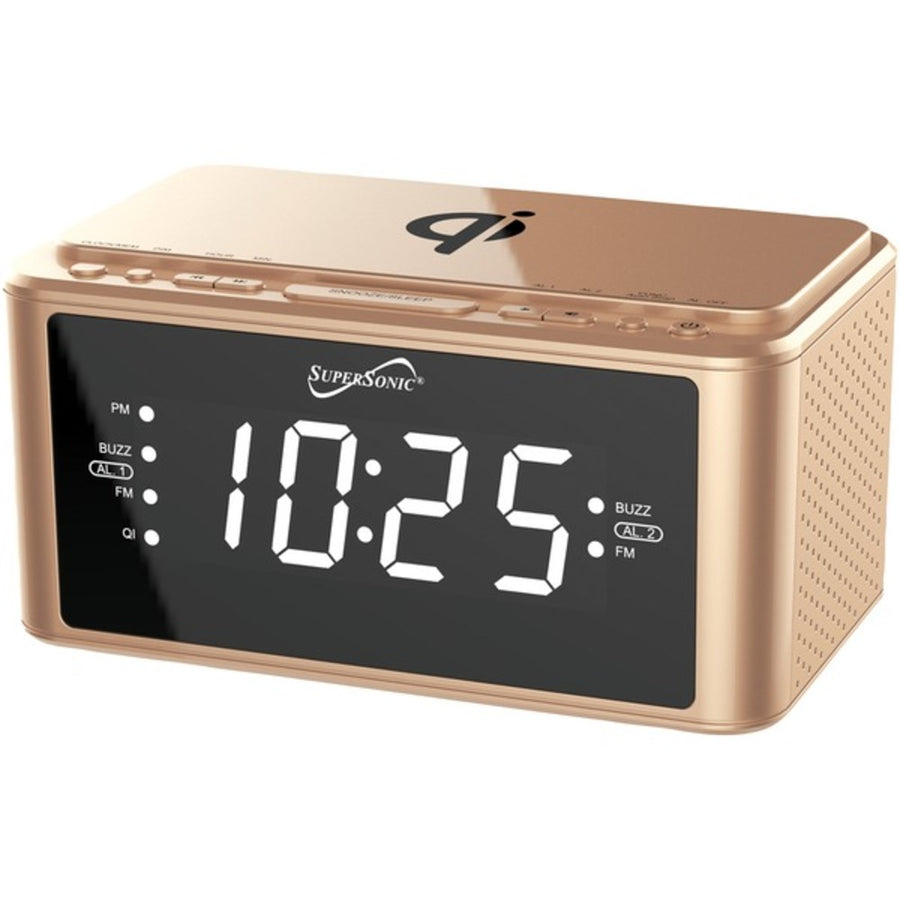 Supersonic Sc-6030qi-gd Clock Radio With Qi Wireless Charging Station (gold)