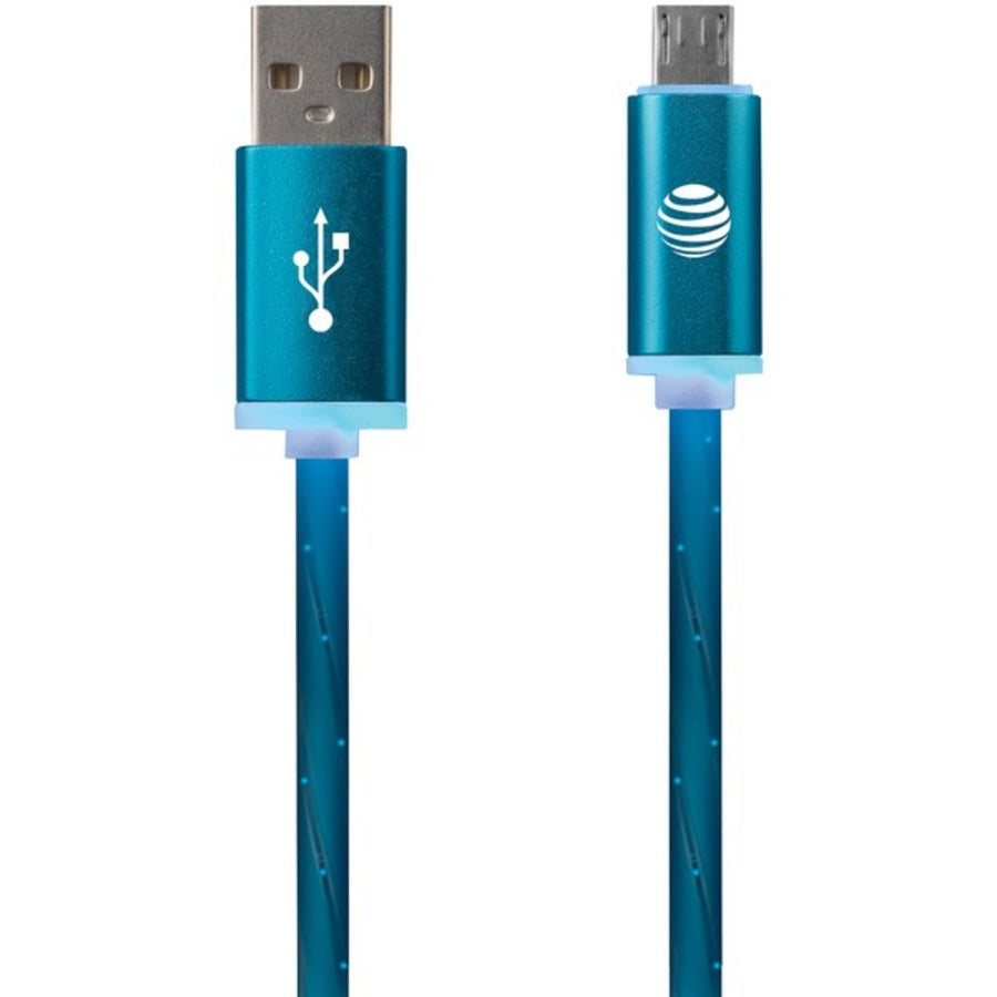 At&t Lmc03-blu Charge & Sync Illuminated Usb To Micro Usb Cable, 3ft (blue)