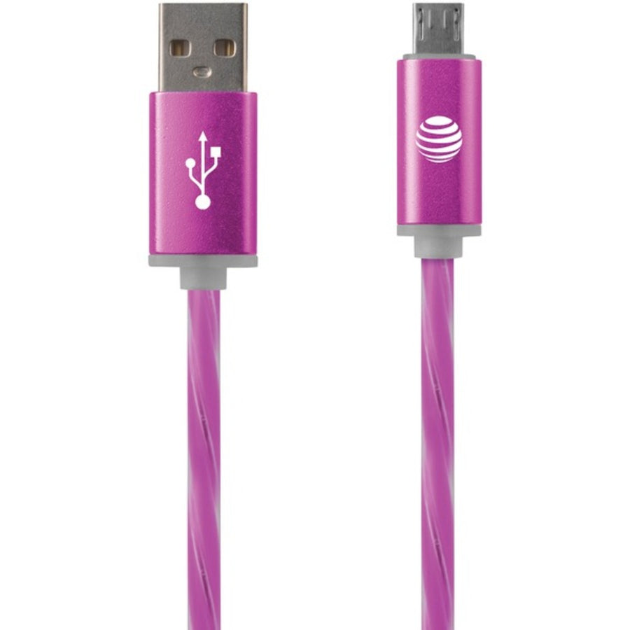 At&t Lmc03-pnk Charge & Sync Illuminated Usb To Micro Usb Cable, 3ft (pink)