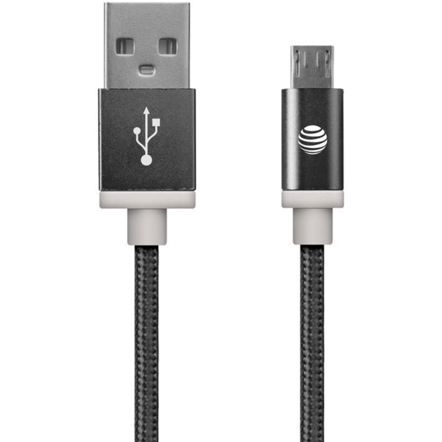 At&t Mc05-blk Charge & Sync Braided Usb To Micro Usb Cable, 5ft (black)