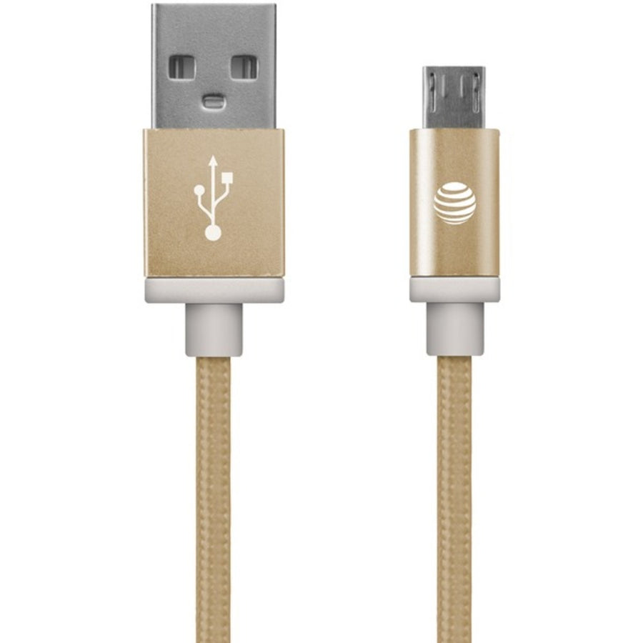 At&t Mc05-gld Charge & Sync Braided Usb To Micro Usb Cable, 5ft (gold)