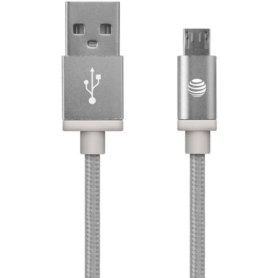 At&t Mc05-slv Charge & Sync Braided Usb To Micro Usb Cable, 5ft (silver)