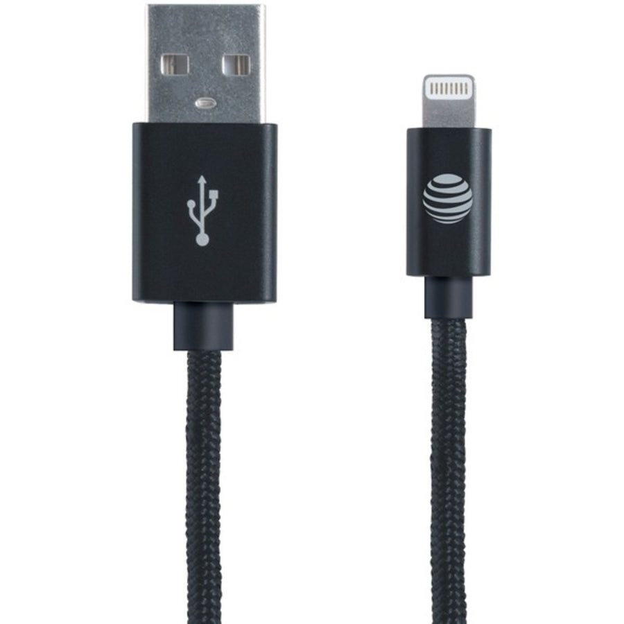 At&t Sc03b-lgt Charge & Sync Braided Usb To Lightning Cable, 4ft (black)