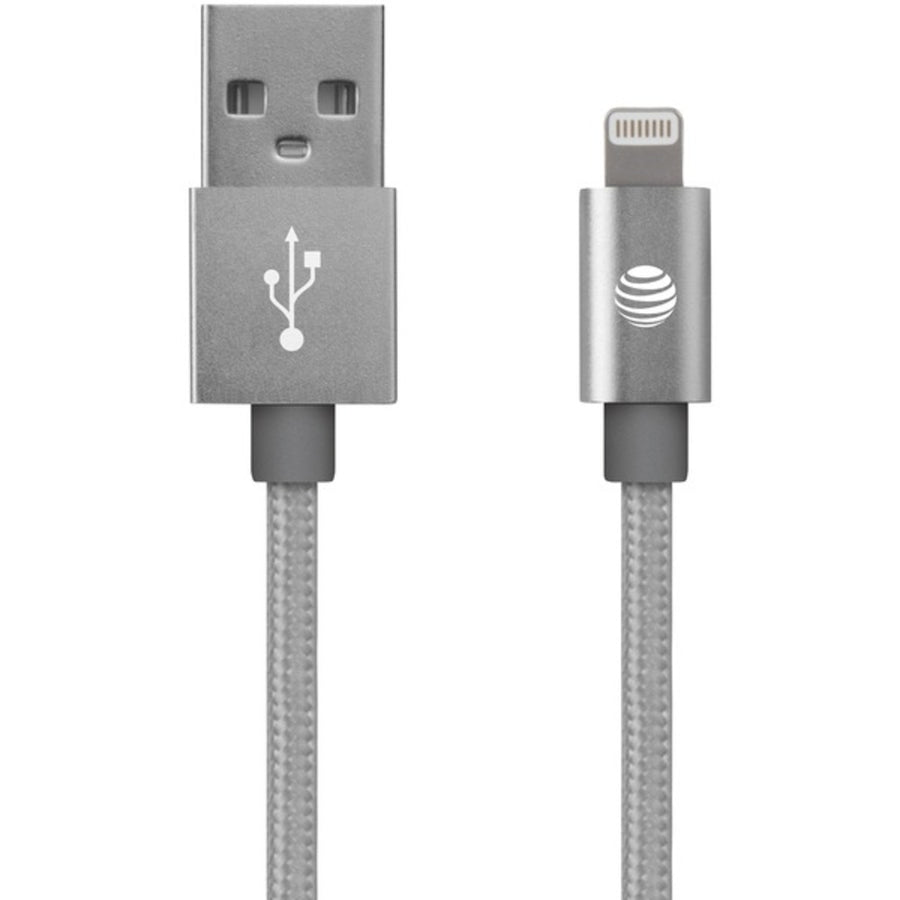 At&t Sc03b-lgt-slv Charge & Sync Braided Usb To Lightning Cable, 4ft (silver)