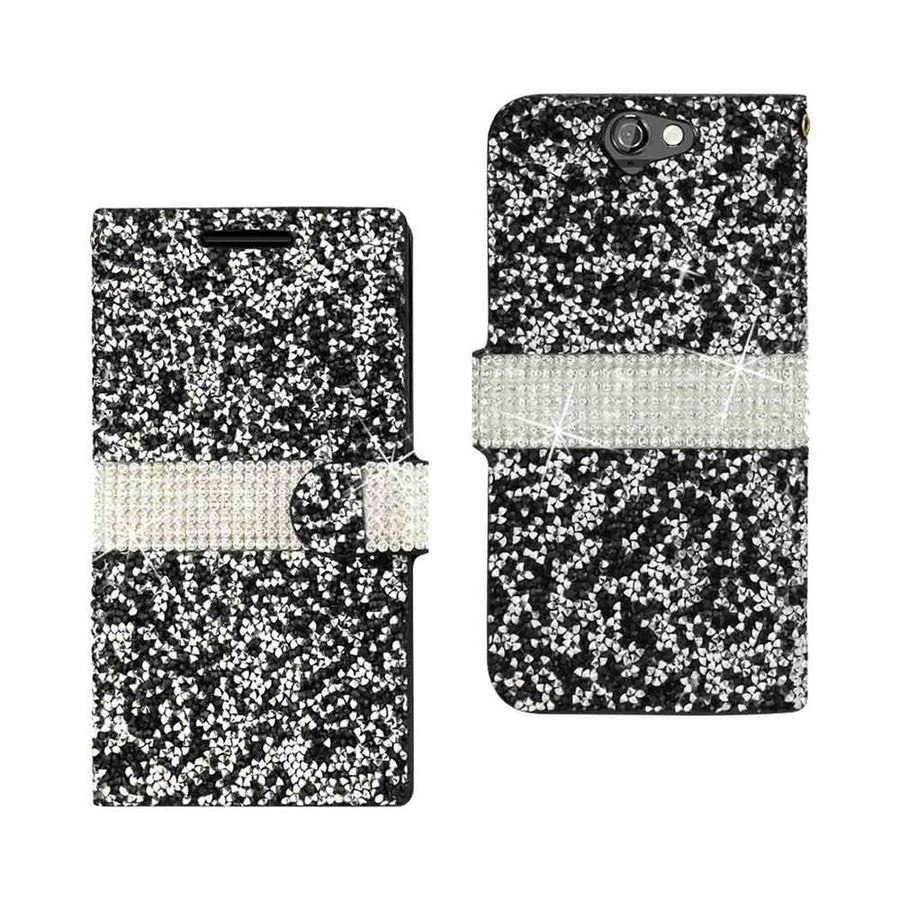 Reiko Htc One A9 Diamond Rhinestone Wallet Case In Black