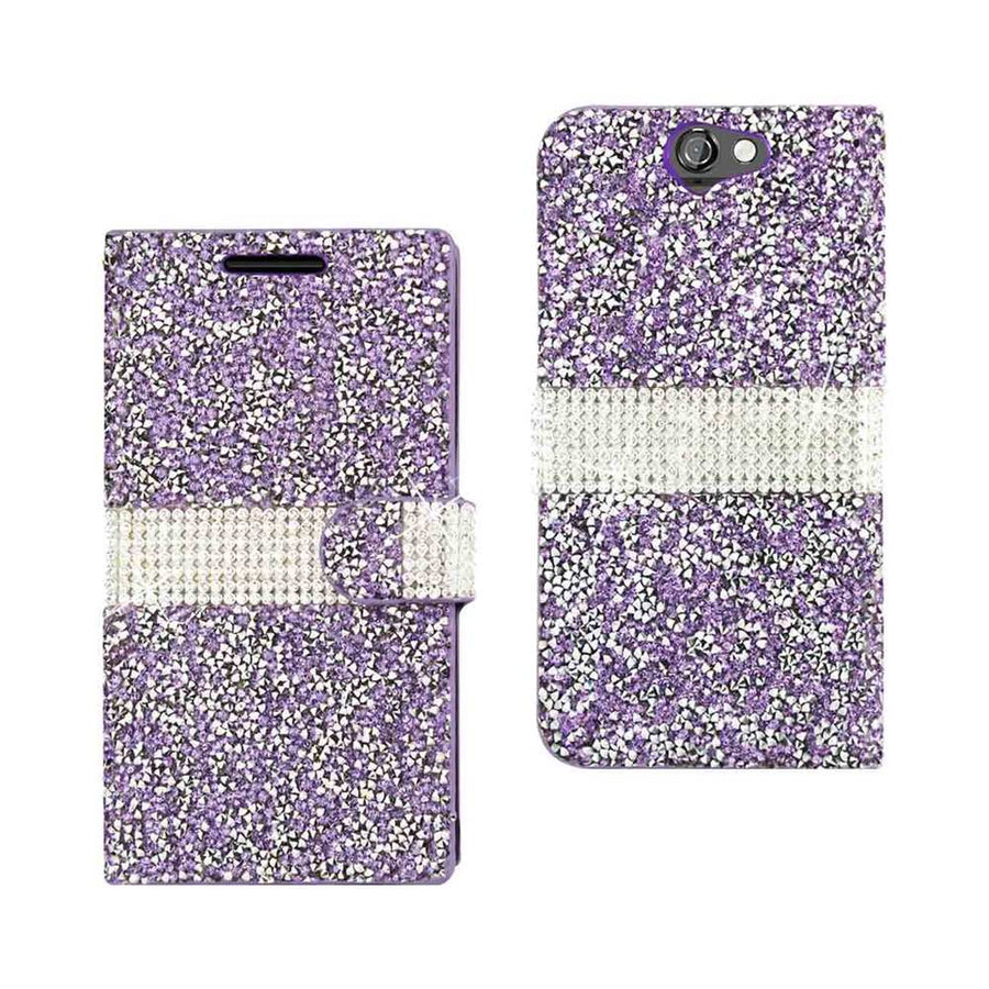 Reiko Htc One A9 Diamond Rhinestone Wallet Case In Purple