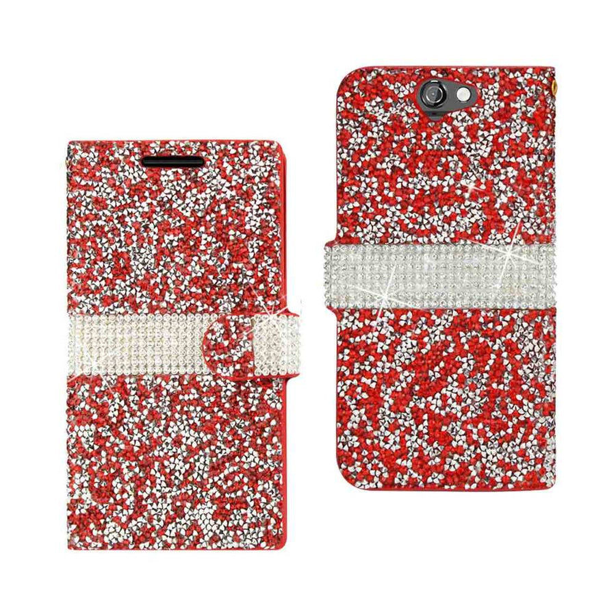 Reiko Htc One A9 Diamond Rhinestone Wallet Case In Red