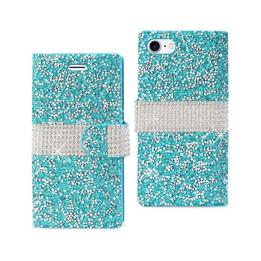 Reiko Iphone 8/ 7 Diamond Rhinestone Wallet Case In Blue