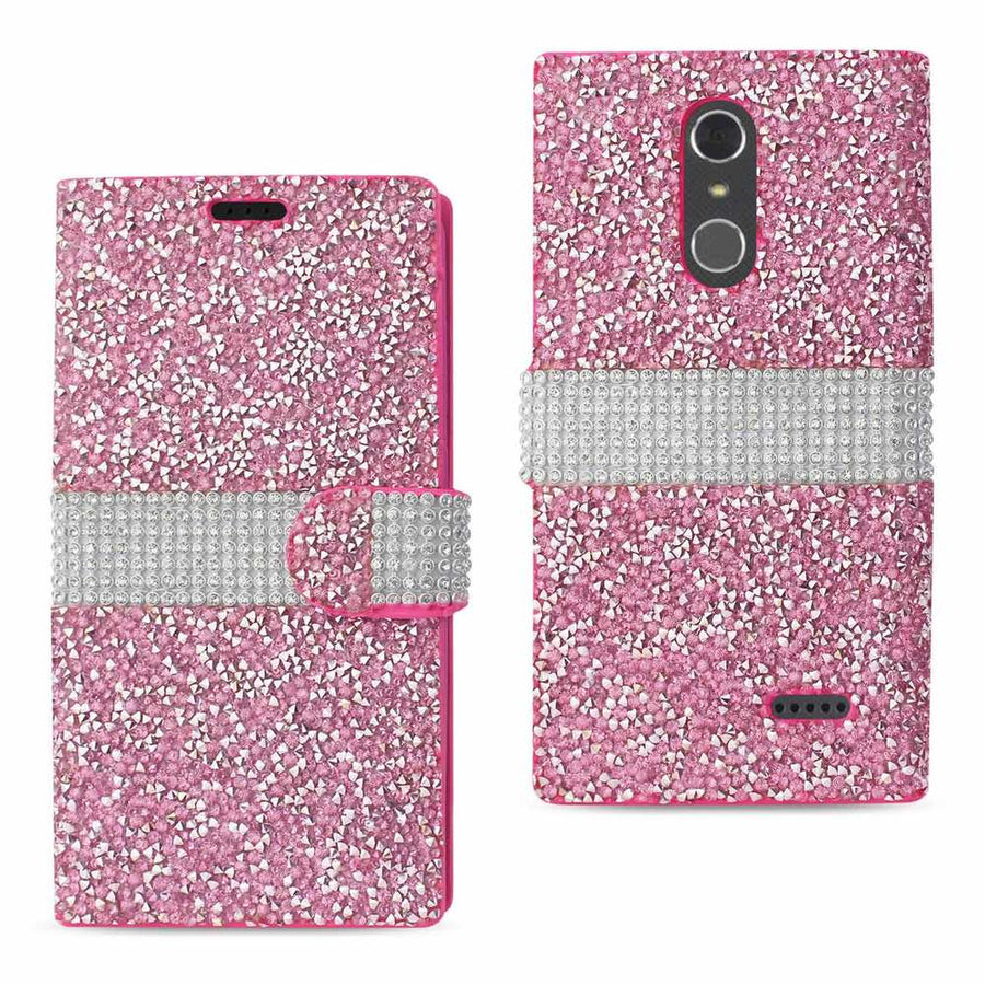 Reiko Grand X 4 Diamond Rhinestone Wallet Case In Pink