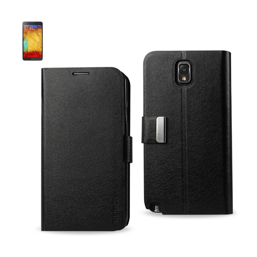 Reiko Samsung Galaxy Note 3 Flip Folio Card Holder Case In Black