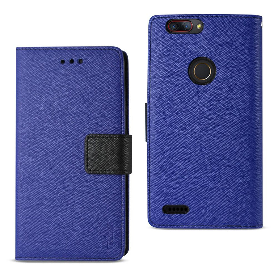 Reiko Zte Blade Z Max/z982/zte Sequoia 3-in-1 Wallet Case In Navy